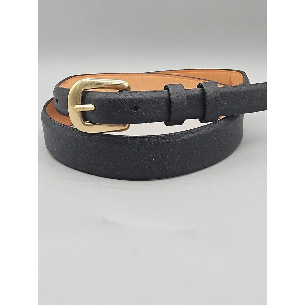 Bison Black Leather Mens Crescent Belt Handcrafted In USA Size 34 1.25